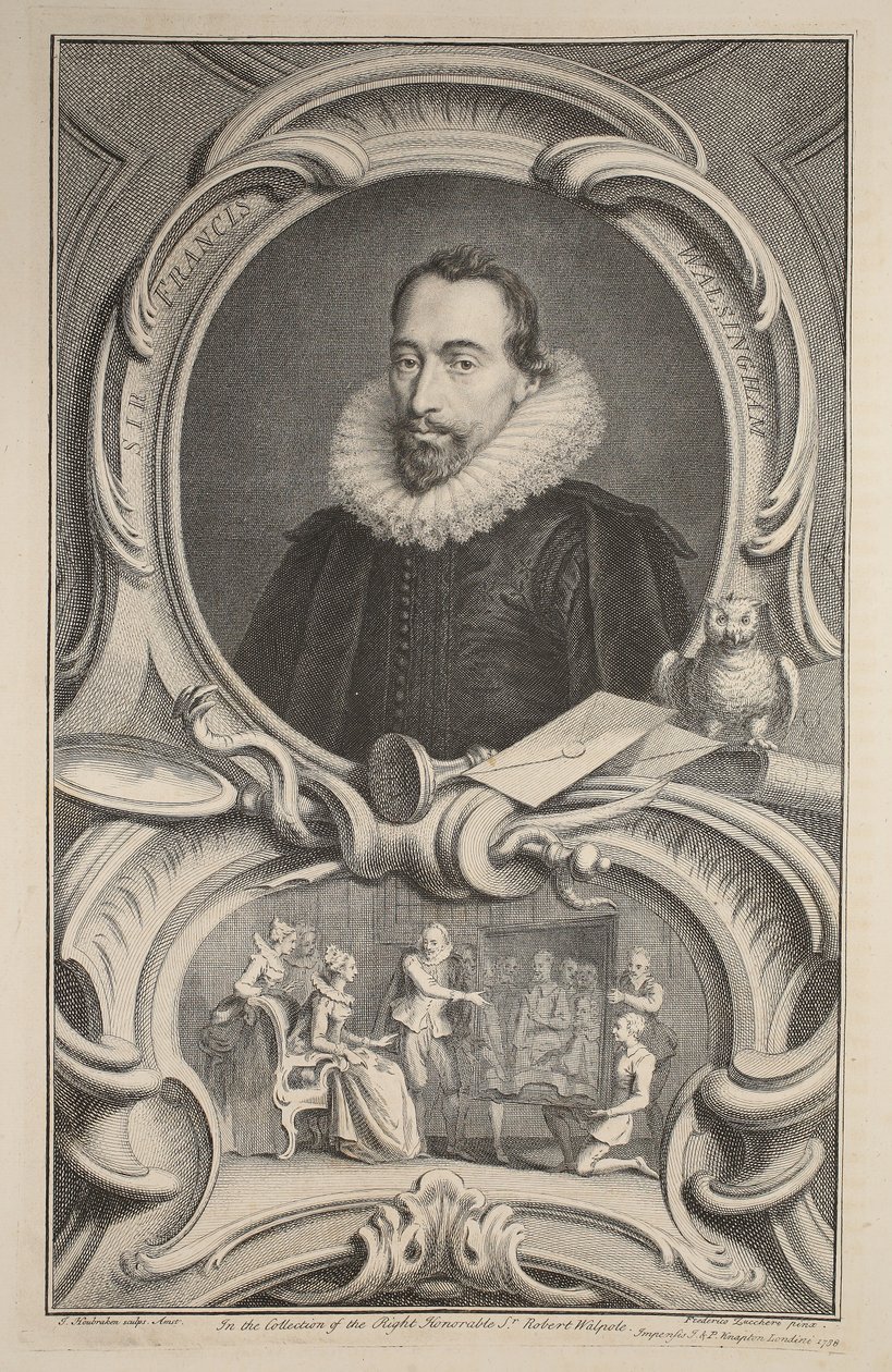 Francis Walsingham爵士的肖像，来自“英国杰出人士团长”的插图，酒吧。来自1742年伦敦的Knapton 作者 雅各布斯·霍布拉肯