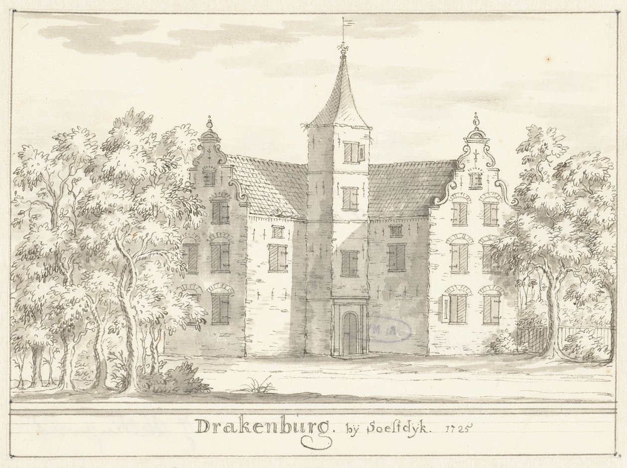 Soestdijk 附近的 Drakenburg 城堡 作者 雅各布斯·斯特林格夫