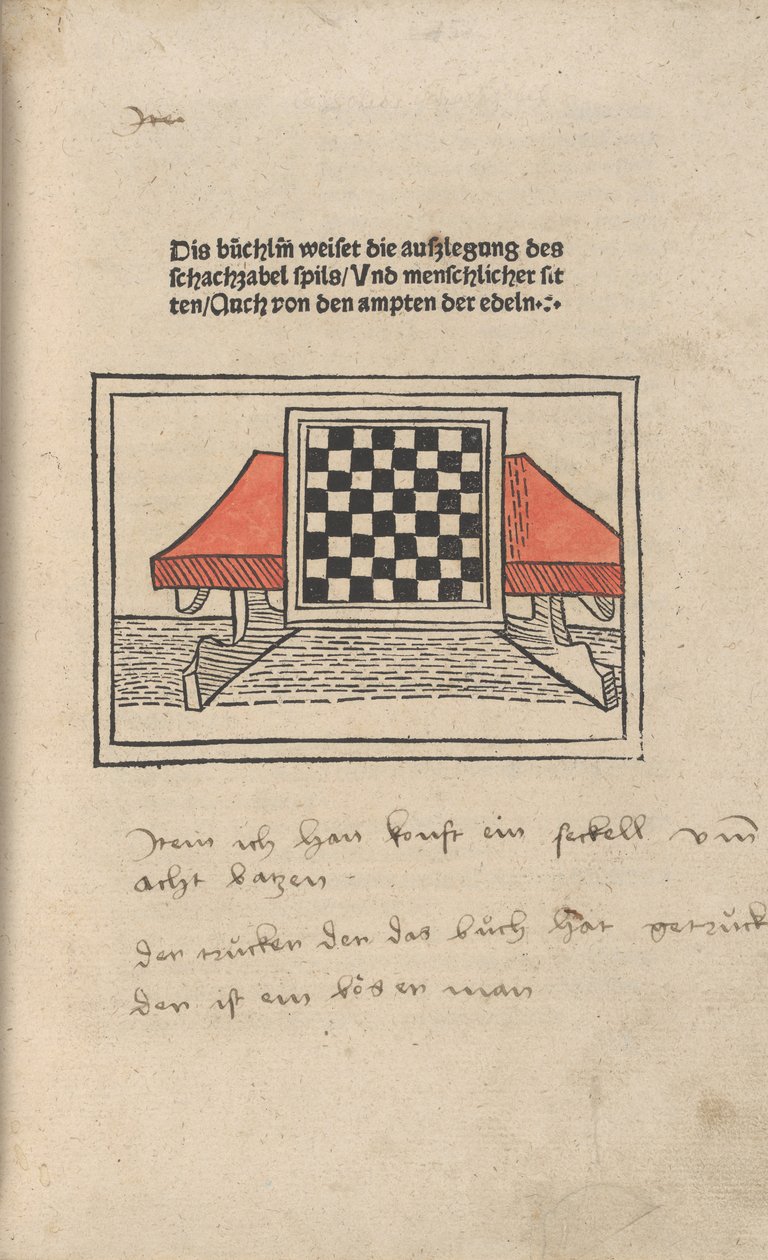 棋谱》，1483年。 作者 雅各布斯·德·塞索利斯