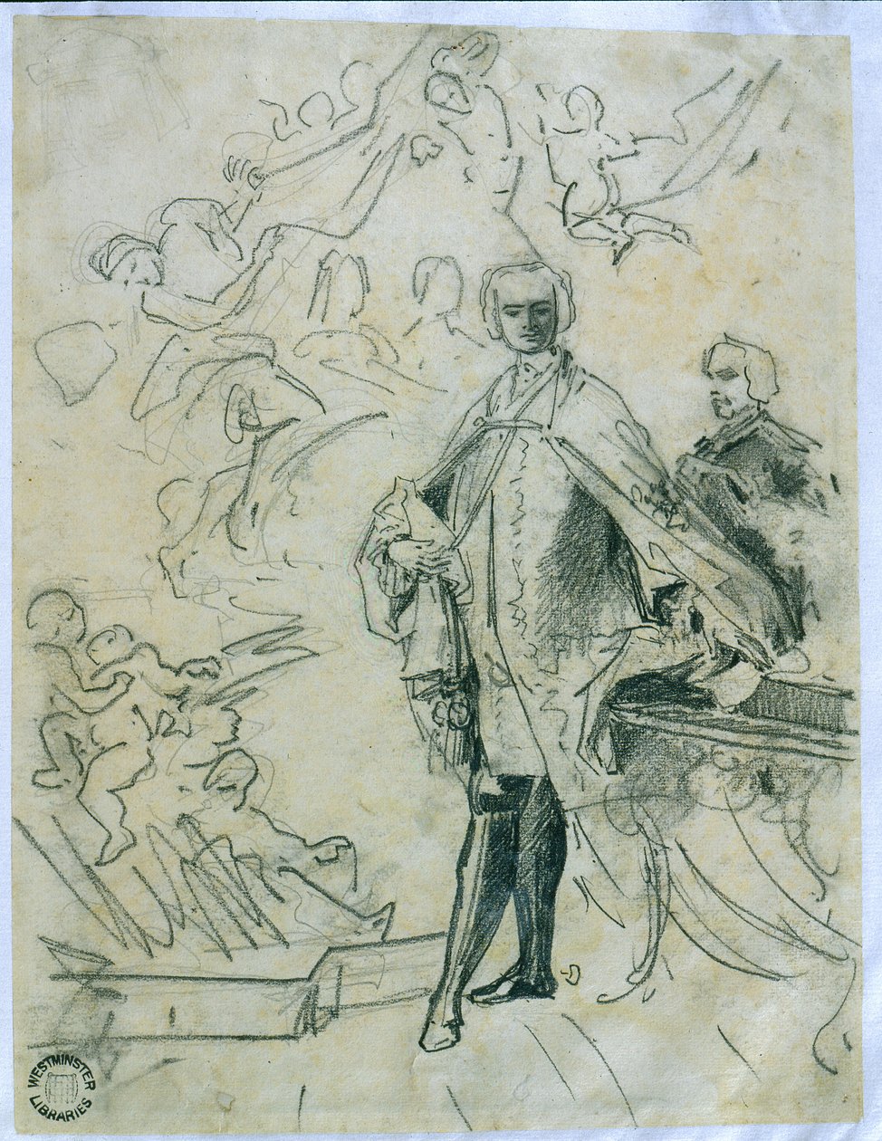 Carlo Broschi&39;farinelli&39;的草图（1705-82）（纸上的木炭） 作者 雅各布·阿米戈尼