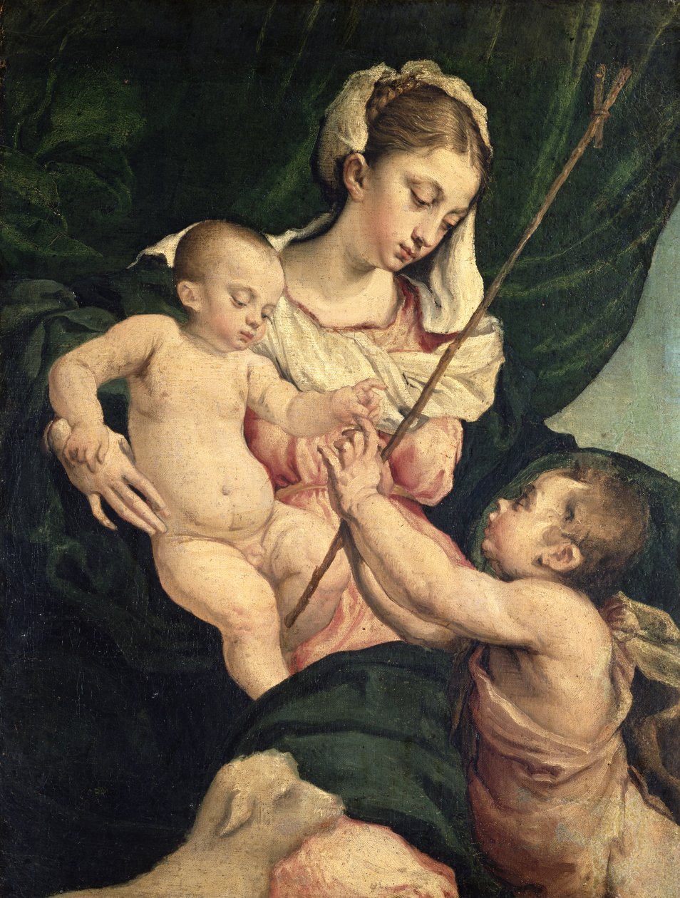 麦当娜和儿童与圣约翰，1570年 作者 哈科波·巴萨诺（Jacopo Bassano）