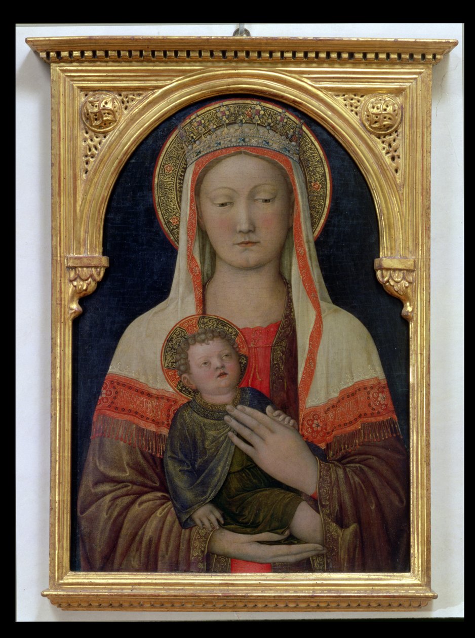 麦当娜和儿童（面板上的蛋彩画） 作者 雅各布·贝里尼（Jacopo Bellini）