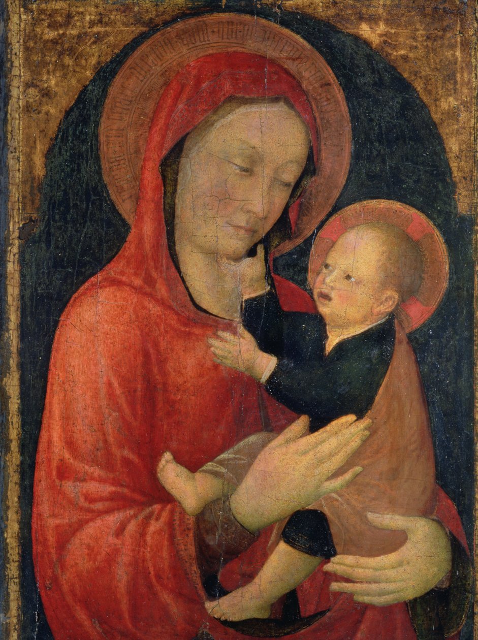 麦当娜和儿童（面板上的蛋彩画） 作者 雅各布·贝里尼（Jacopo Bellini）