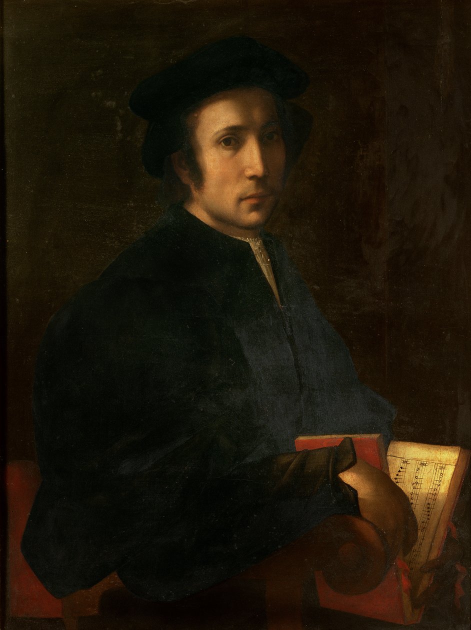 音乐家Francesco dell&39;Ajolle的肖像，c.1518 作者 雅各布·蓬托尔莫