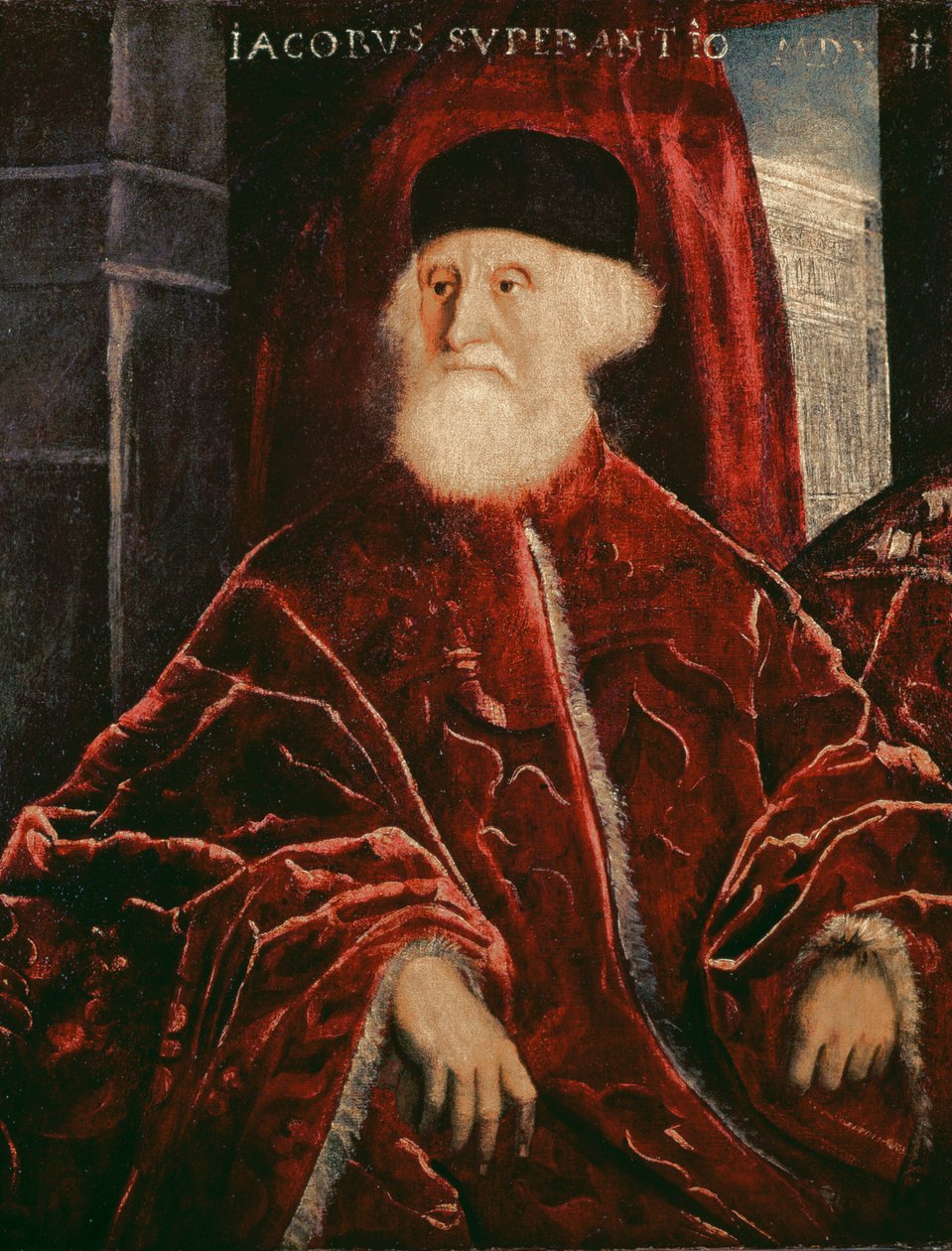 检察官Jacopo Soranzo（1466-1551）1550的肖像 作者 雅各布·罗布斯提·丁托列托