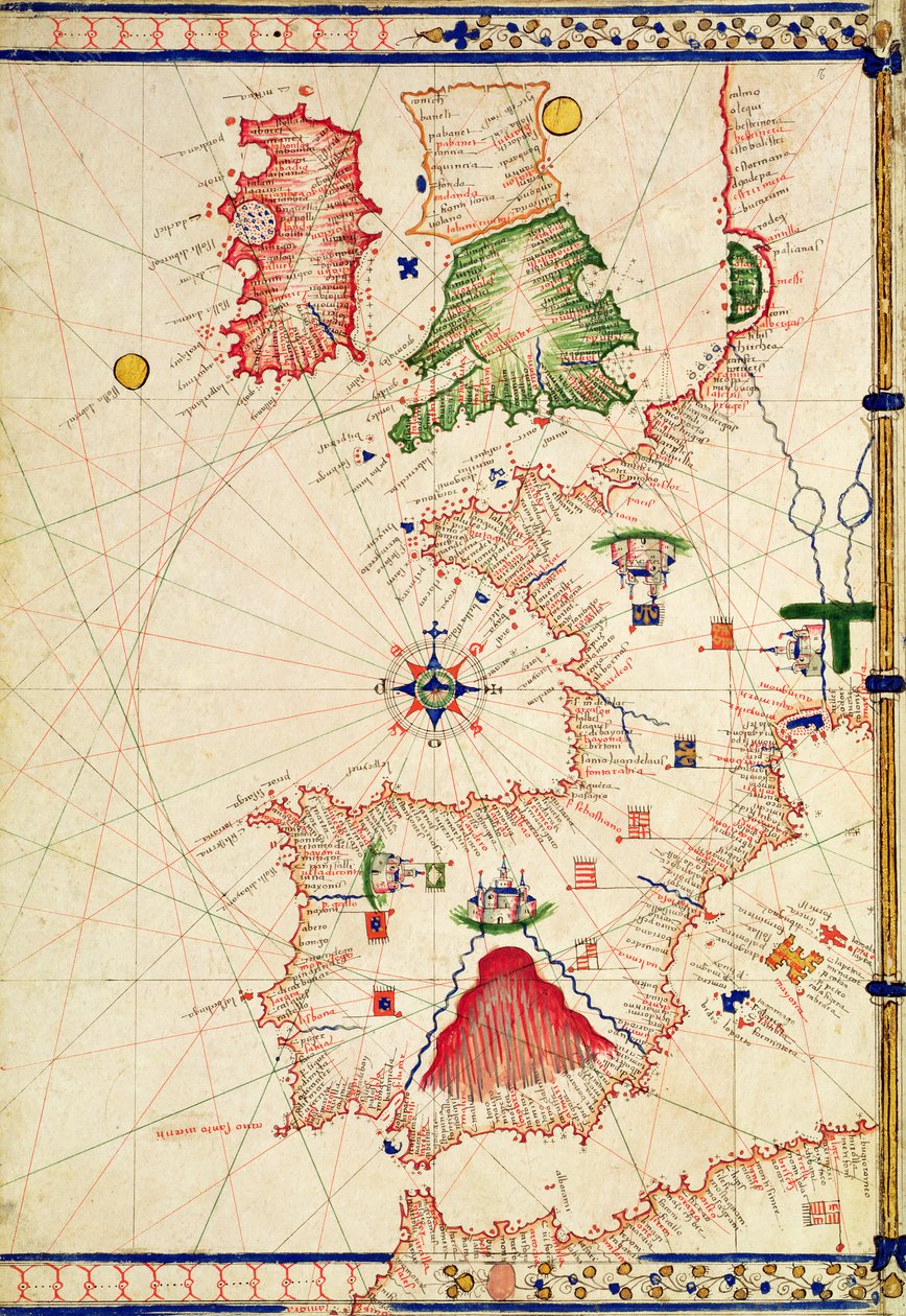 Ital 550.0.3.15 fol.2r欧洲地图，来自&39;地图&39; 作者 雅各布·鲁索（Jacopo Russo）