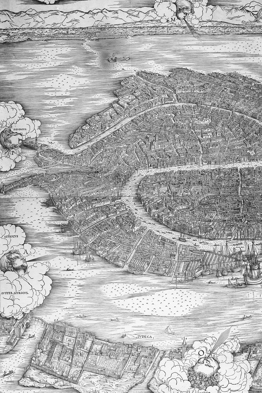 伟大的透视植物 - 威尼斯，c.1500（左手边） 作者 雅各布·德·巴巴里