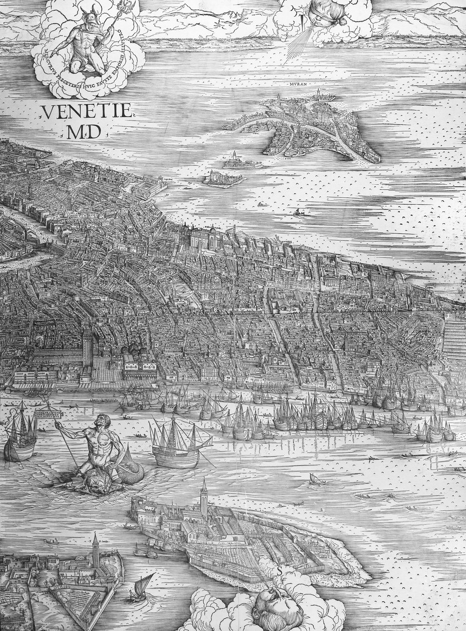 大视角计划 - 威尼斯，c.1500（中段） 作者 雅各布·德·巴巴里