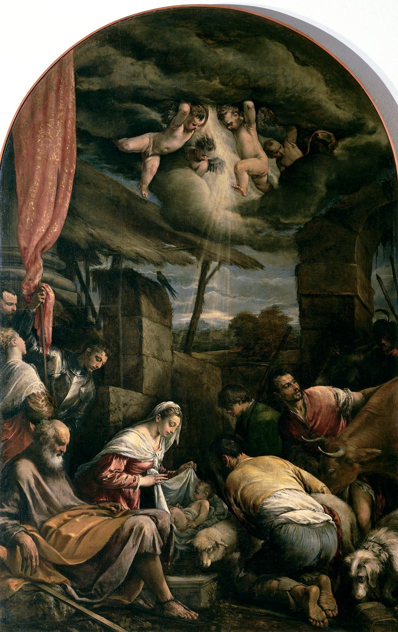 《牧羊人的崇拜》，雅各布·巴萨诺（Jacopo Bassano，约 1510-1592 年）创作 作者 雅格布 (1510-92) 巴萨诺