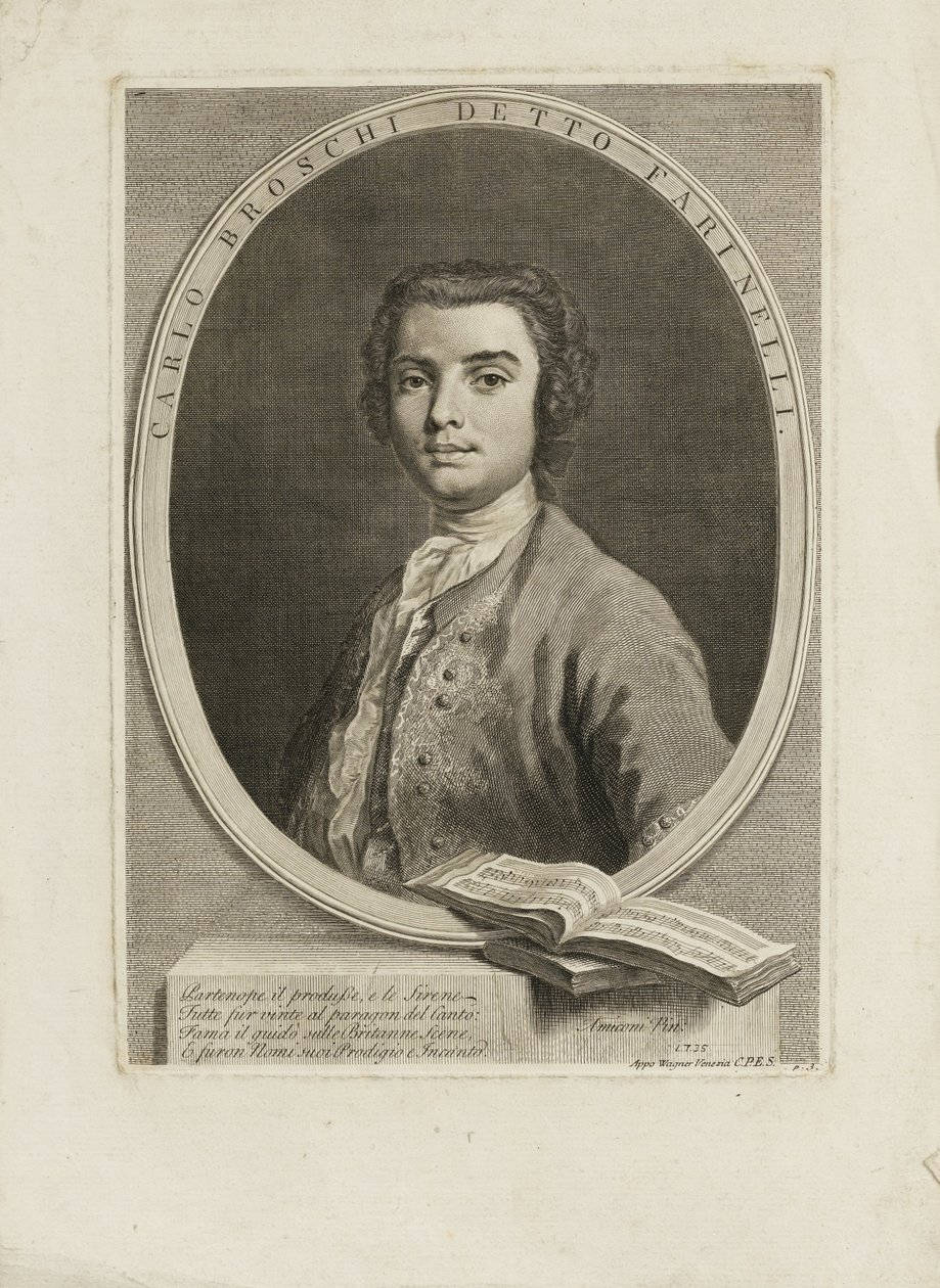 歌手肖像Farinelli Carlo Broschi 1705-1782，1735年 作者 雅各布·阿米戈尼