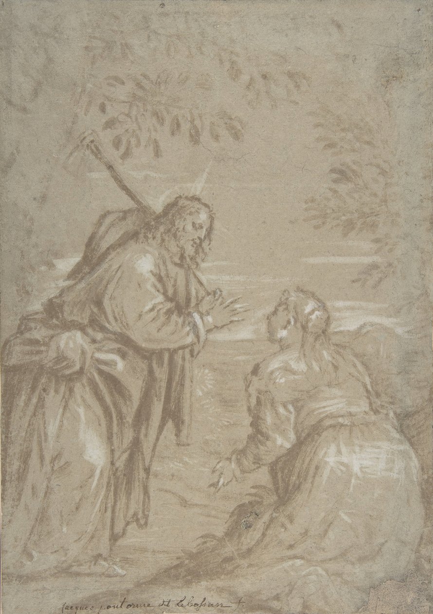 基督向圣玛利亚-抹大拉显现，Noli Me Tangere，约1560。 作者 雅各布巴萨诺