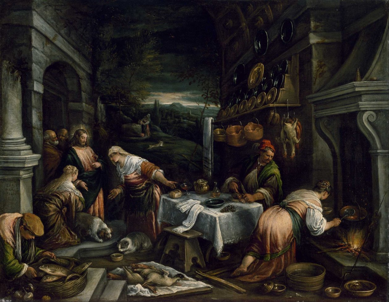 基督在马利亚、马大和拉撒路的家中 作者 哈科波·巴萨诺（Jacopo Bassano）