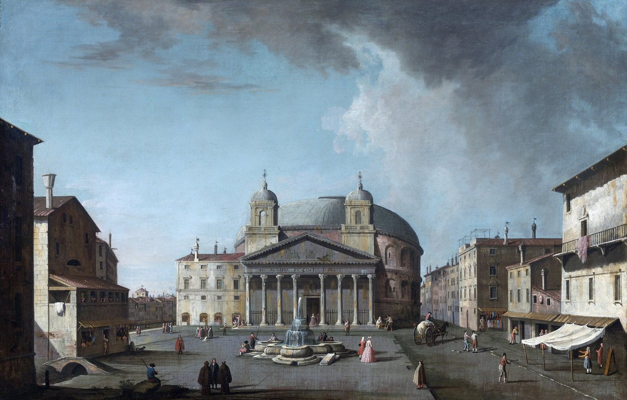 罗马万神殿景观 par Fabris, Jacopo (1689-1761)。布面油画，尺寸：73x112,4, 私人收藏 作者 哈科波·法布里斯（Jacopo Fabris）