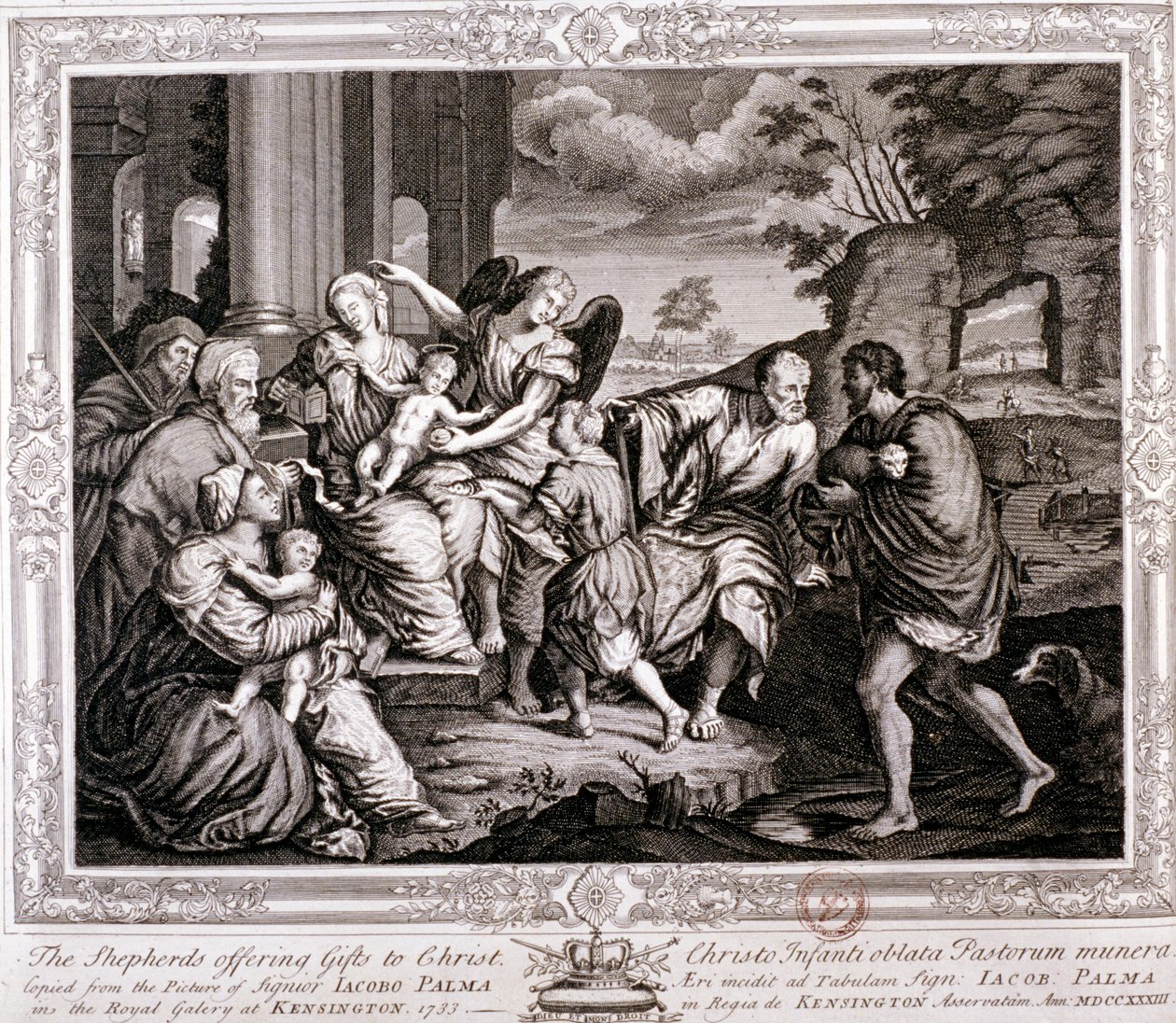牧羊人向基督献上礼物，1733年 作者 哈科波·帕尔玛（Jacopo Palma）