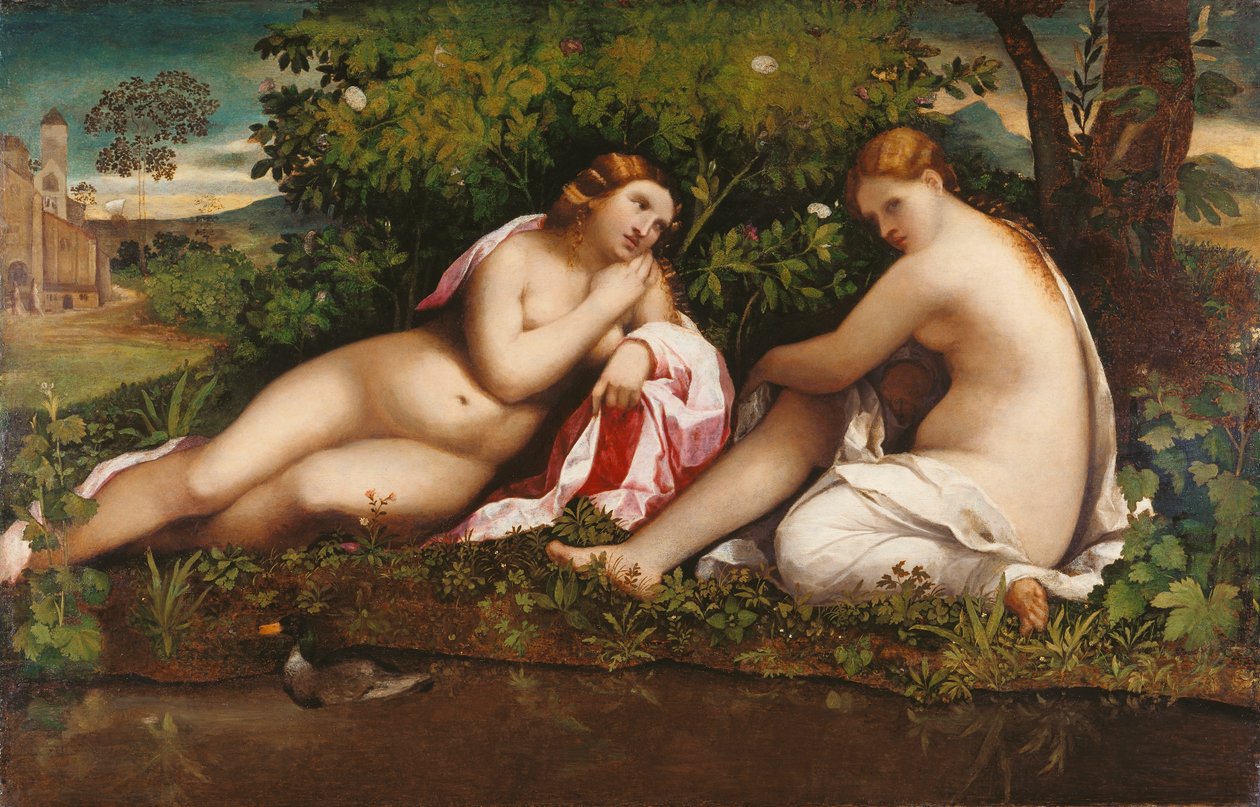 木星和木卫四的两个仙女，c。 1520。 作者 雅各布·帕尔玛·伊尔·韦基奥