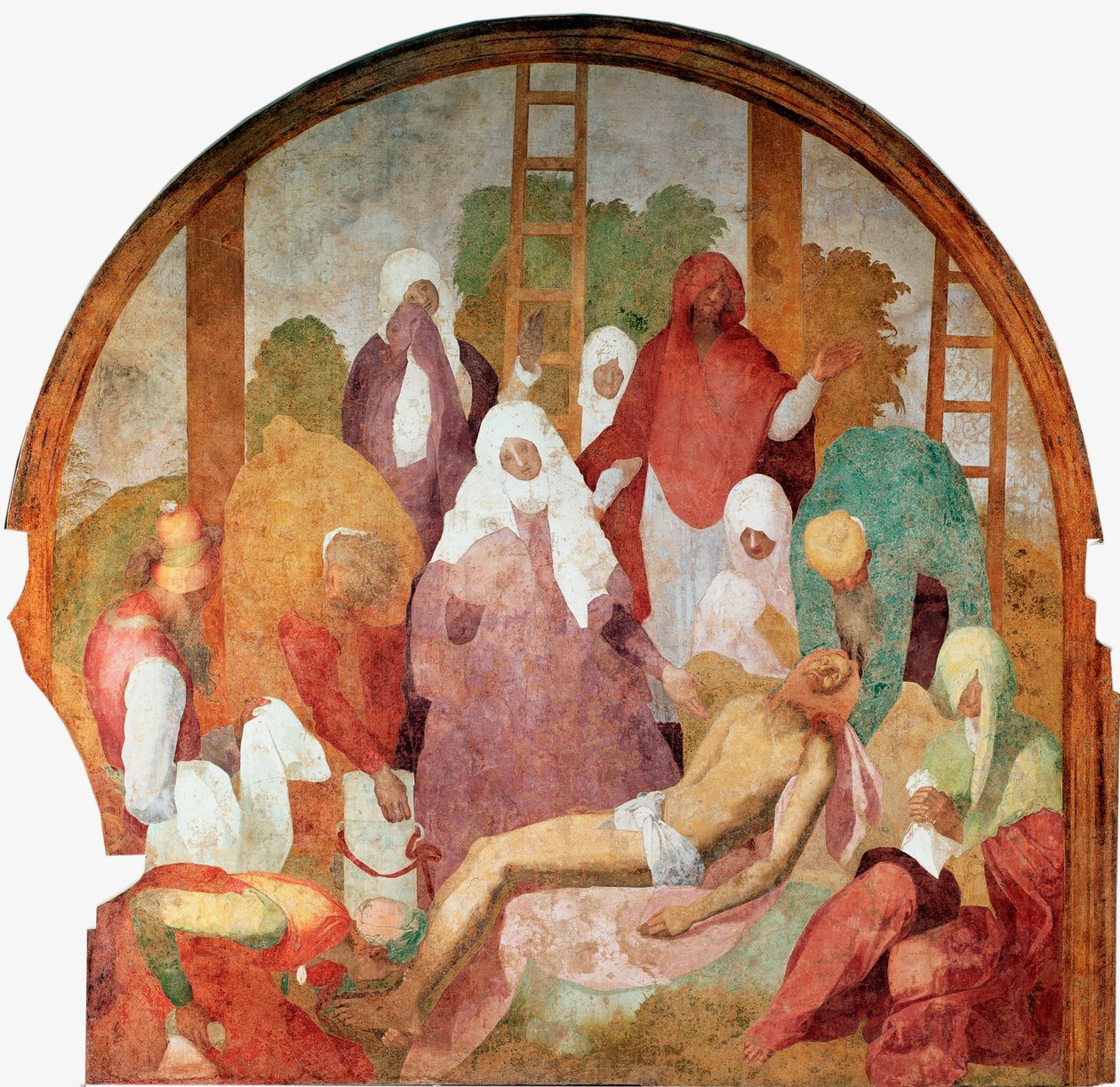 基督的受难：雅格布 (Iacopo) Carrucci dit il Pontormo (Pontormo) (1494-1556) 1523-1525 Sun. 300x290 cm 佛罗伦萨，Certosa del Galluzzo 的壁画 作者 雅各布·蓬托尔莫