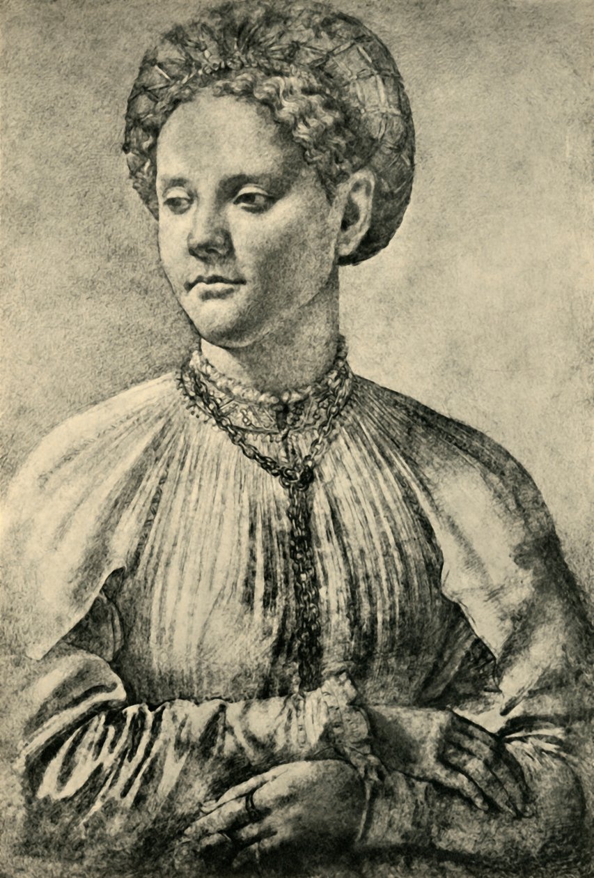 女人的画像，c1515-1557，1943年。 作者 雅各布·蓬托尔莫