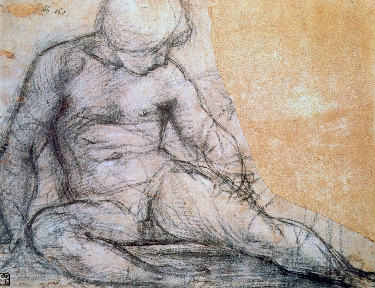 坐着的男孩，c1514-1557 作者 雅各布·蓬托尔莫