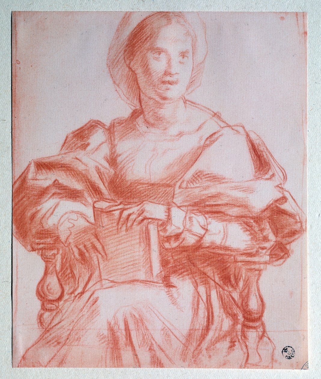 坐着的女士 - 绘画 作者 雅各布·蓬托尔莫