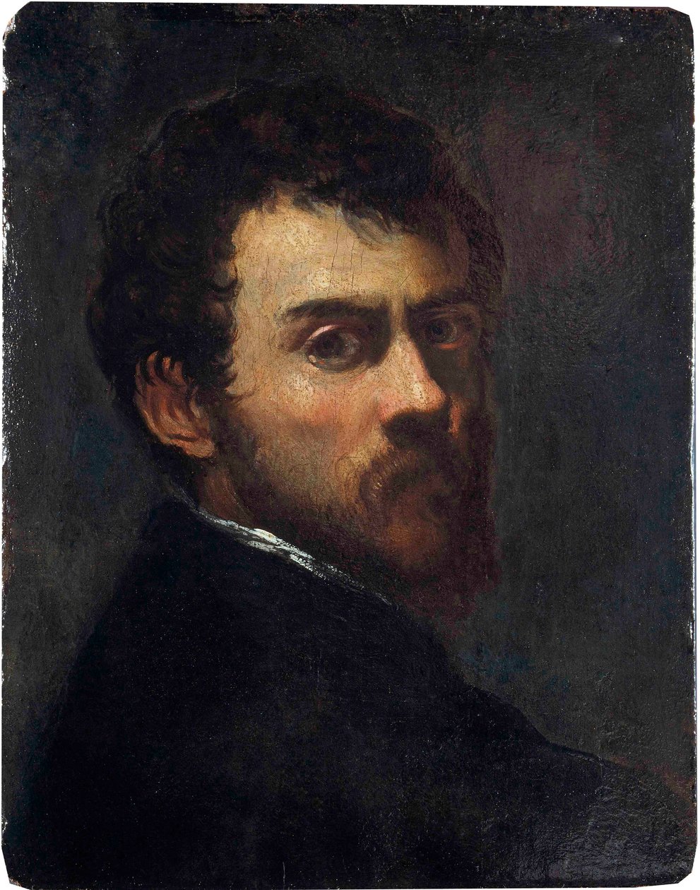 "年轻人的自画像"（Jacopo Tintoretto dit le Tintoret (1518-1594)的画作 - 1548 - 木板油画 Dim 45,7x36,8 cm 维多利亚和阿尔伯特博物馆 作者 雅各布·罗布斯提·丁托列托