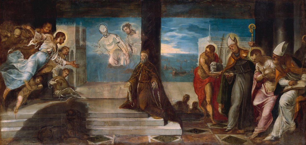 Doge Alvise Mocenigo被提交给救赎者，第1577页 作者 雅各布·罗布斯提·丁托列托
