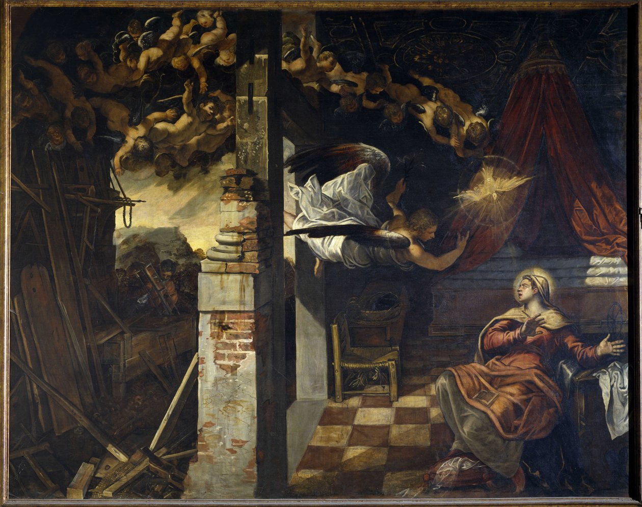 通告。雅各布·罗布斯提（Jacopo Robusti）的绘画，被称为Le Tintoretto（Il Tintoretto）（1518-1594） 作者 雅各布·罗布斯提·丁托列托