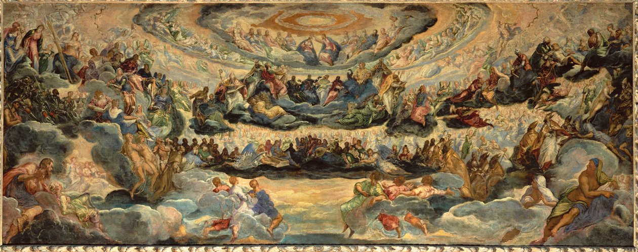 天堂，Sala del Maggior Consiglio草图... 作者 雅各布·罗布斯提·丁托列托