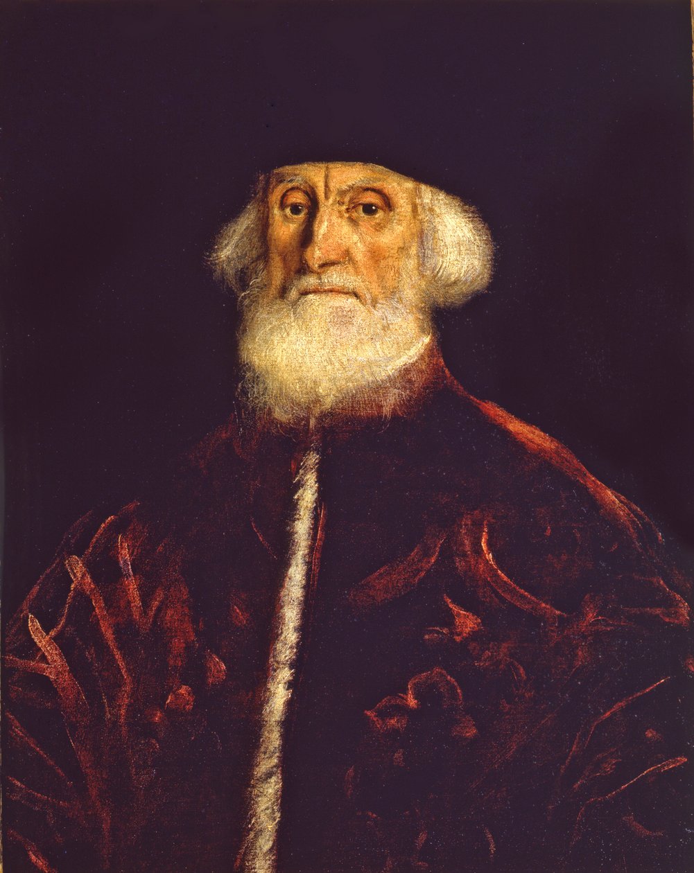 检察官Jacopo Soranzo的肖像，c。 1550。 作者 雅各布·罗布斯提·丁托列托