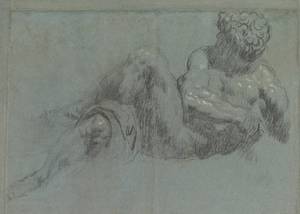 Michelangelos Giorno，1550-55之后的研究（粉笔在纸上） 作者 雅各布·罗布斯提·丁托列托