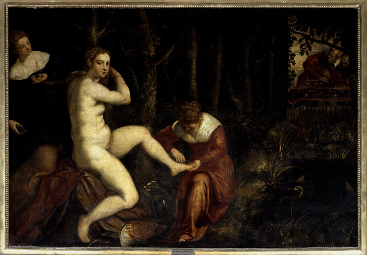 Suzanne in the Bath 绘画 by Jacopo Robusti dit Le Tintoret (Il Tintoretto) (1518-1594) 16 世纪太阳。 1,67x2,38 m 巴黎，卢浮宫 作者 雅各布·罗布斯提·丁托列托