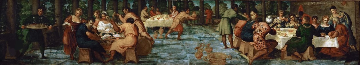 贝尔沙扎的盛宴，约1543年。 作者 雅各布·罗布斯提·丁托列托