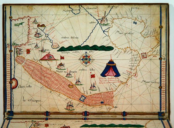 Ital女士550.0.3.15 fol.5v来自Carte Geografiche的红海地图 作者 雅各布·鲁索（Jacopo Russo）