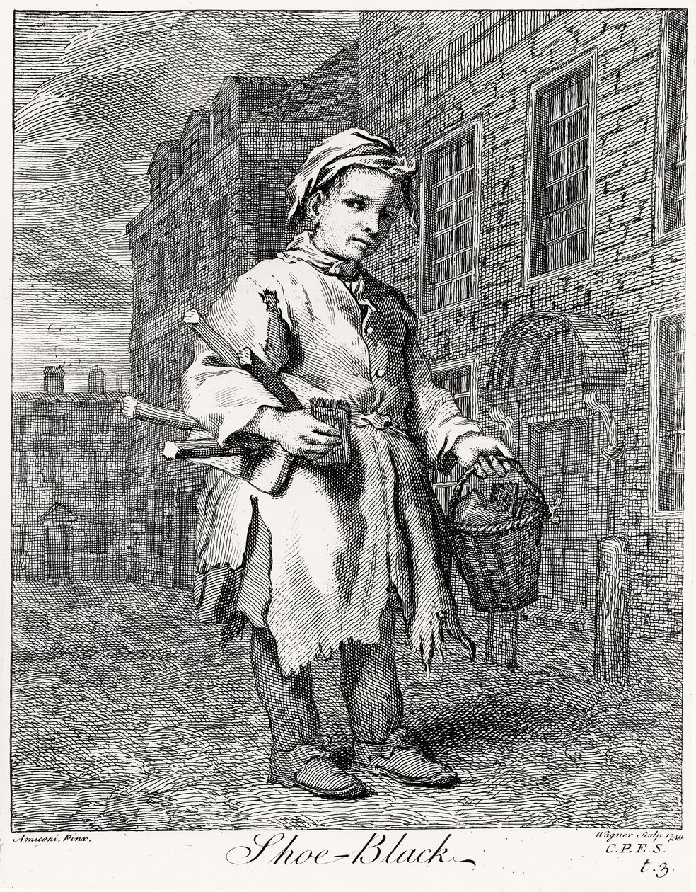 鞋子黑色，由瓦格纳雕刻，1739年 作者 雅科波之后的Amiconi