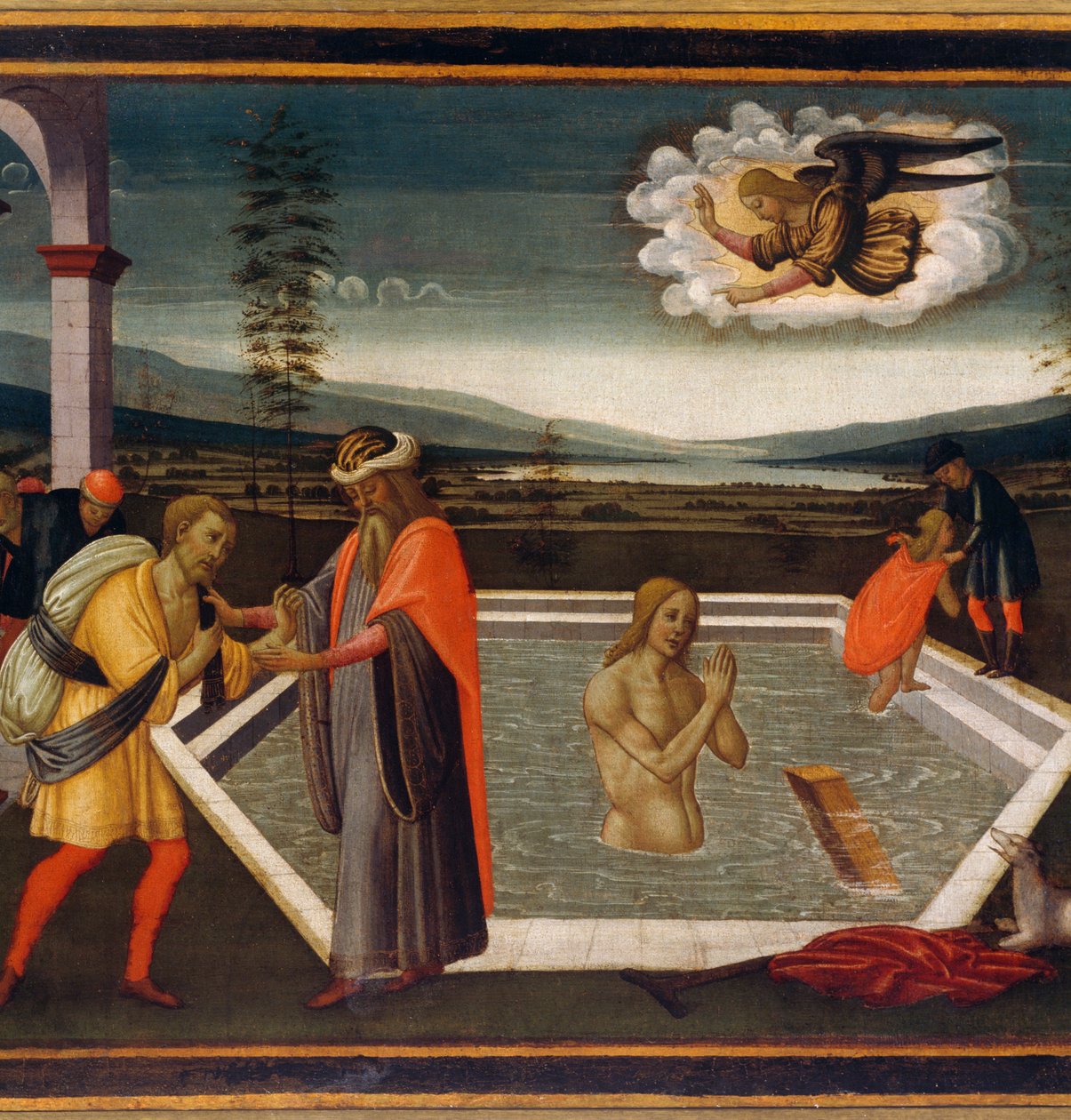 缓刑池，有瘫痪者的奇迹的细节，由Jacopo di Arcangelo或Jacopo del Sellaio（1442-1493）创作，细节 作者 哈科波·德尔·塞拉里奥