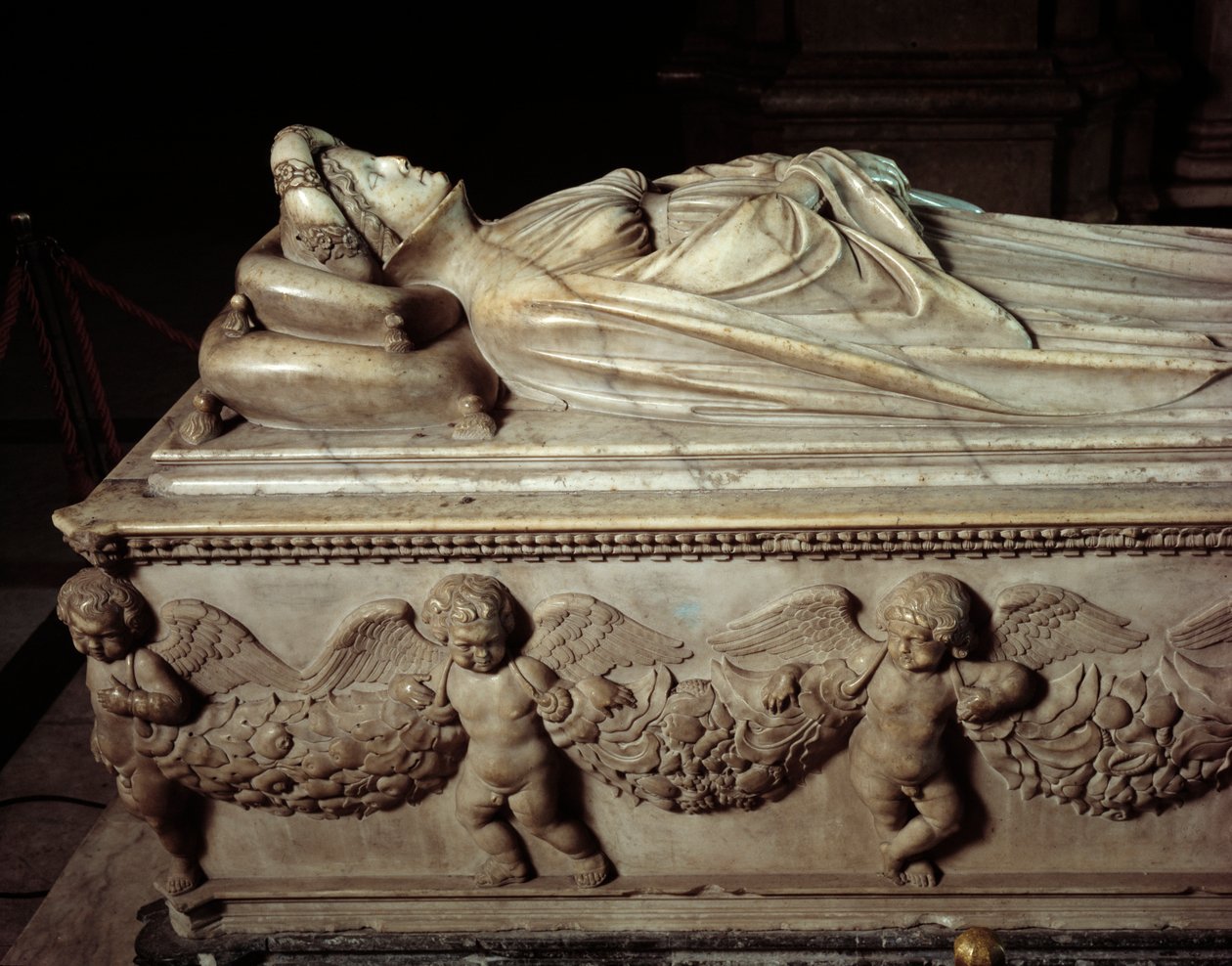 Paolo Guinigi (1376-1432) 的妻子 Ilaria del Carretto (1379-1405) 说谎 意大利政治家（Paolo Guinigi 的妻子 Ilaria del Carretto 的葬礼纪念碑） Jacopo della Quercia 的大理石雕塑（1371 / 74-1436）- 140 1407 卢卡 (Lucca), 大教堂圣 作者 雅各布·德拉·奎尔西亚