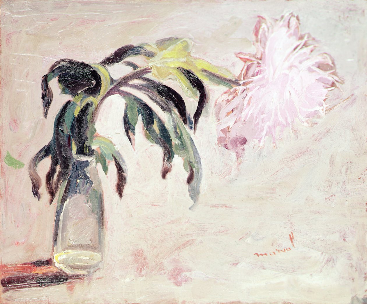 瓶中的菊花（布面油画） 作者 杰奎琳·马瓦尔