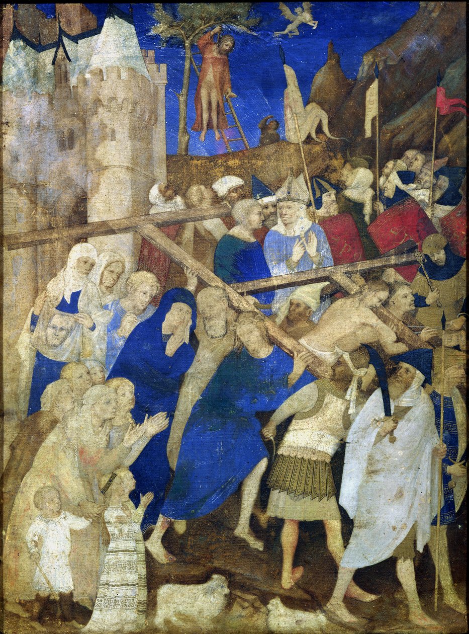 基督背着十字架，来自Grandes Heures de Duc de Berry，1409 作者 雅克·德·赫斯丁