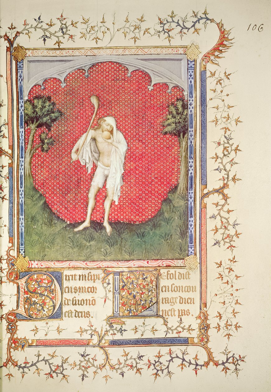 Fr 13091 f.106傻瓜，来自&39;Jean de Berry的诗篇&39;，c.1386 作者 雅克·德·赫斯丁