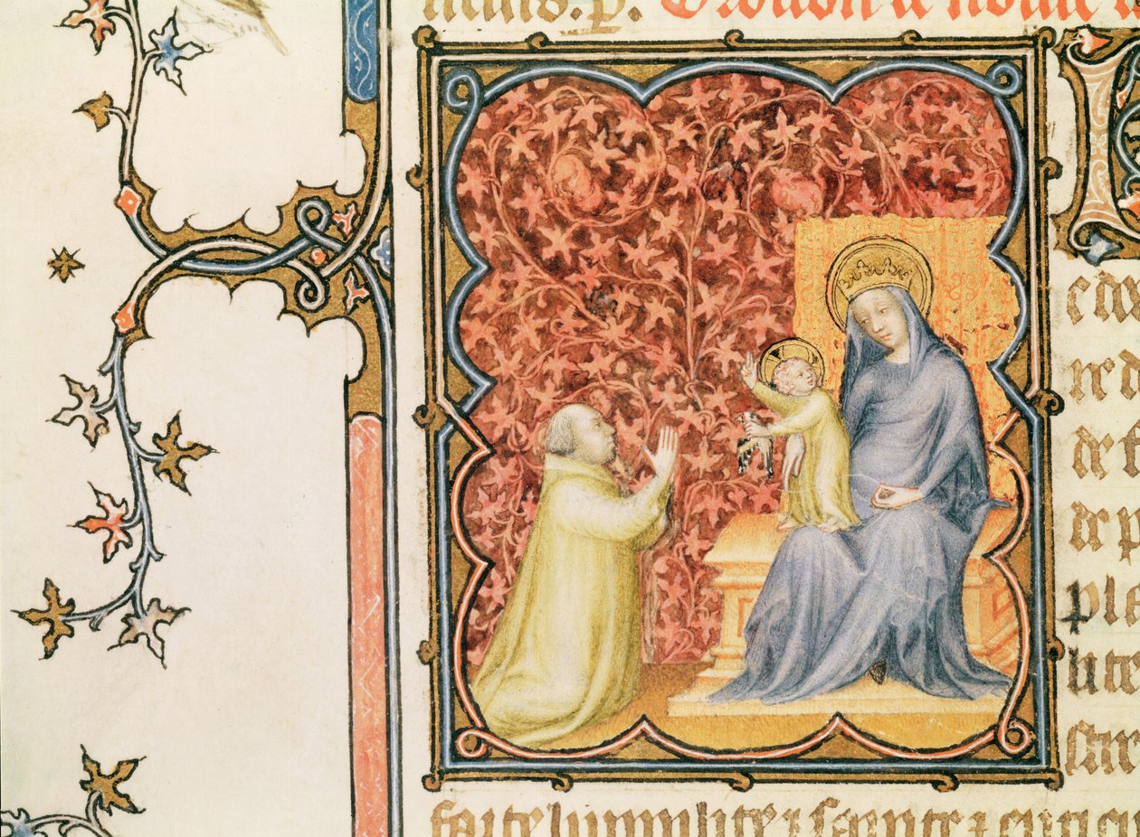 Lat 18014 Jean de France（1340-1416）Berry Duke of the Virgin of Virgin and Child，来自Les Petites Heures de Duc de Berry，c.1385-90 作者 雅克·德·赫斯丁