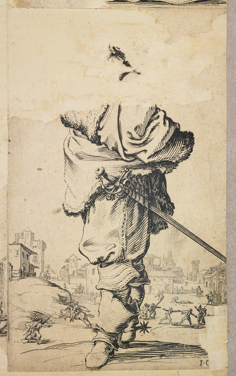 Nobleman with Fur Breastplate，来自La Noblesse de Lorraine（verso），c。 1620至23年 作者 雅克·卡洛