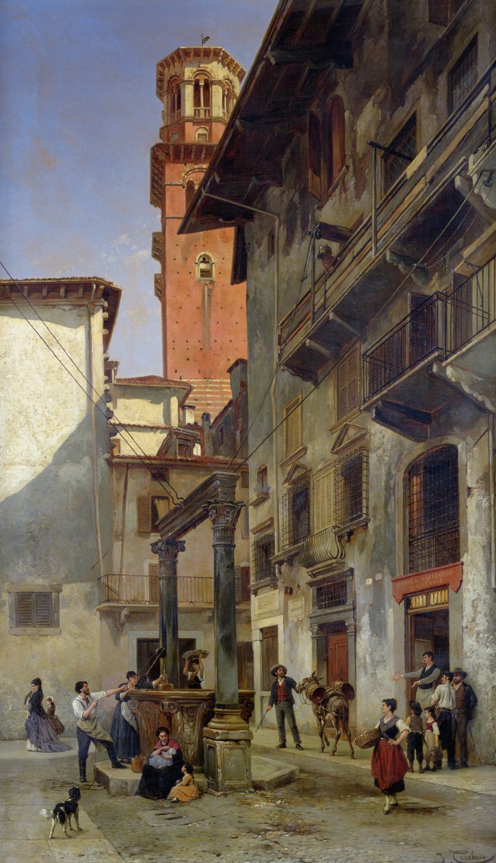 Via Mazzanti，Verona，1880 作者 雅克·卡巴恩（Jacques Carabain）