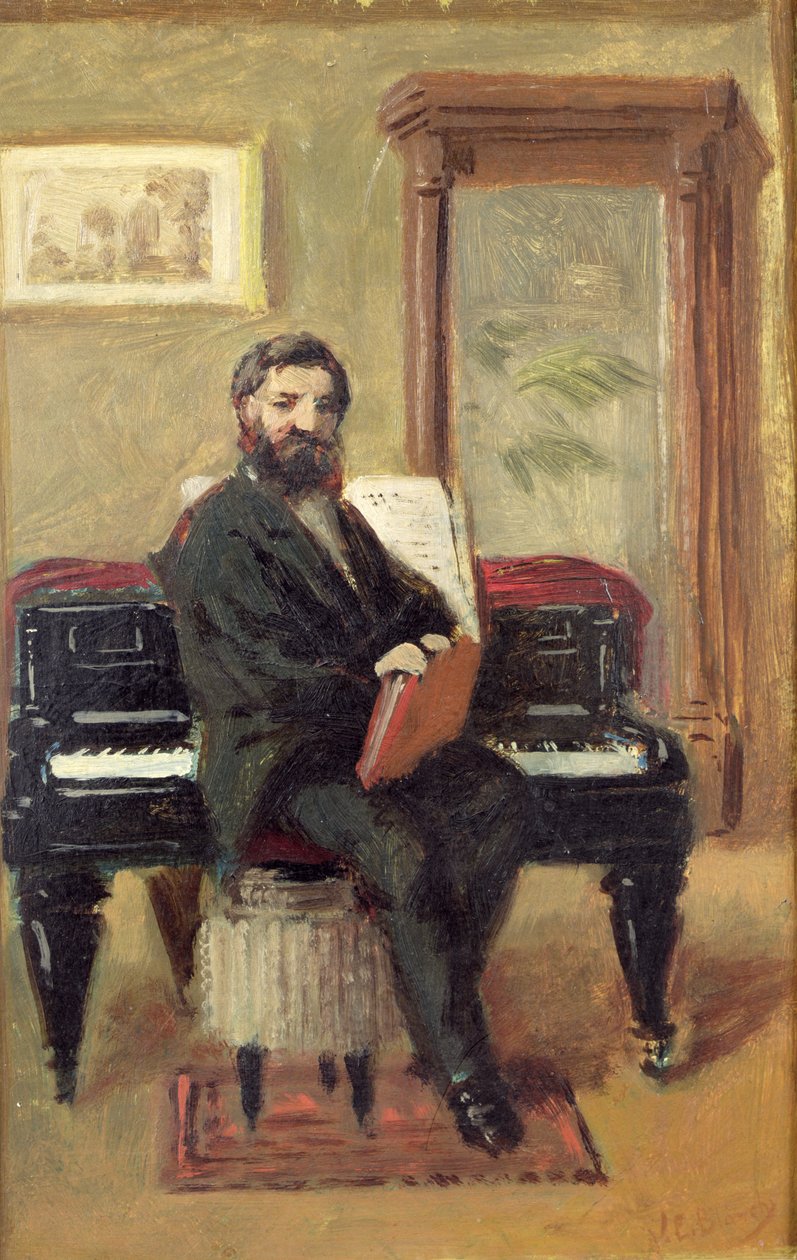 Claude Achille Debussy（1862-1918）在他的钢琴上 作者 雅克·埃米尔·布兰奇