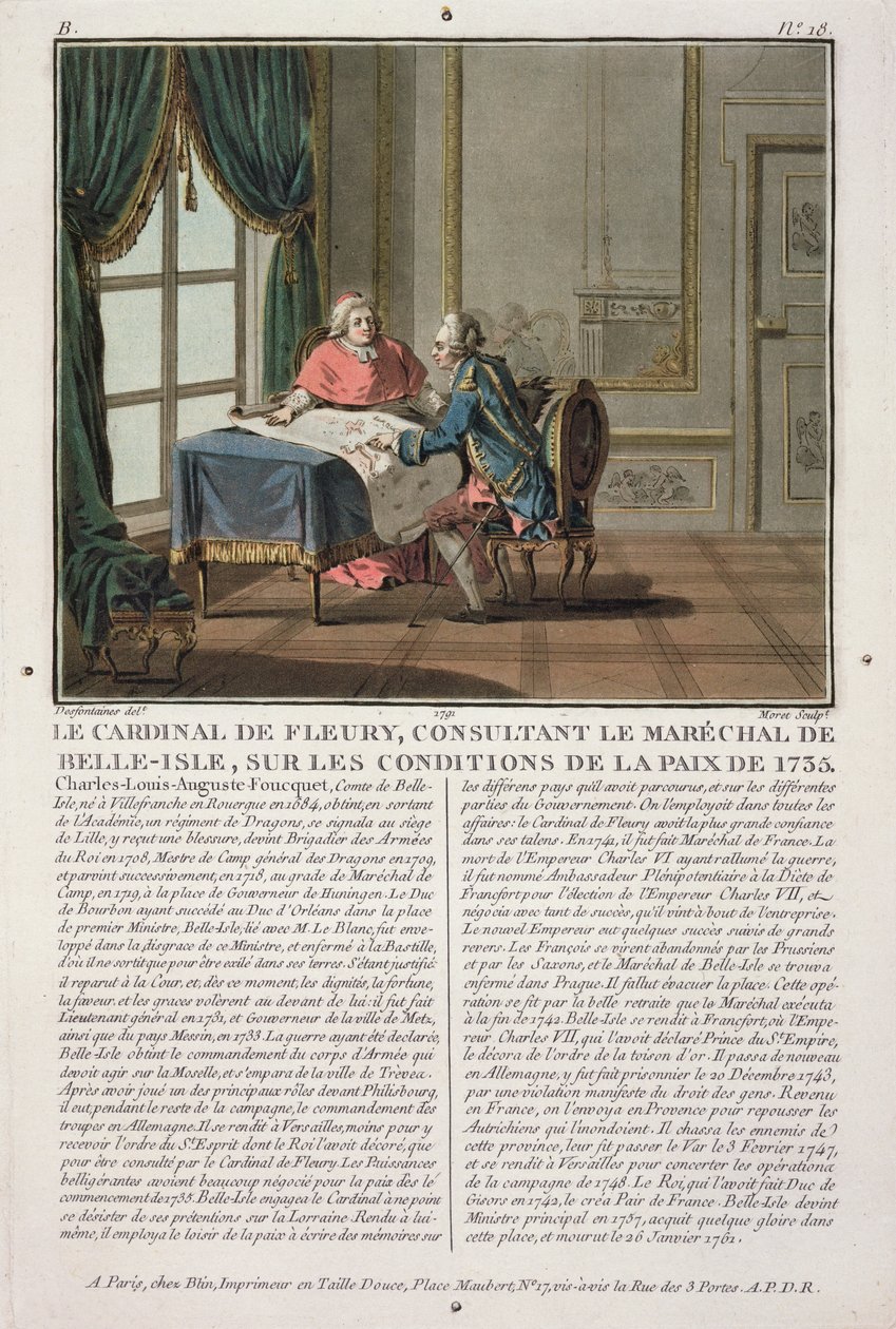 红衣主教de Fleury（1653-1743）与Marechal de Belle-Isle（1684-1761）就1735年的和平条件进行协商，由Jean Baptiste Morret（1790-1820）拍摄，1791年 作者 雅克·弗朗索瓦·约瑟夫·斯韦巴赫