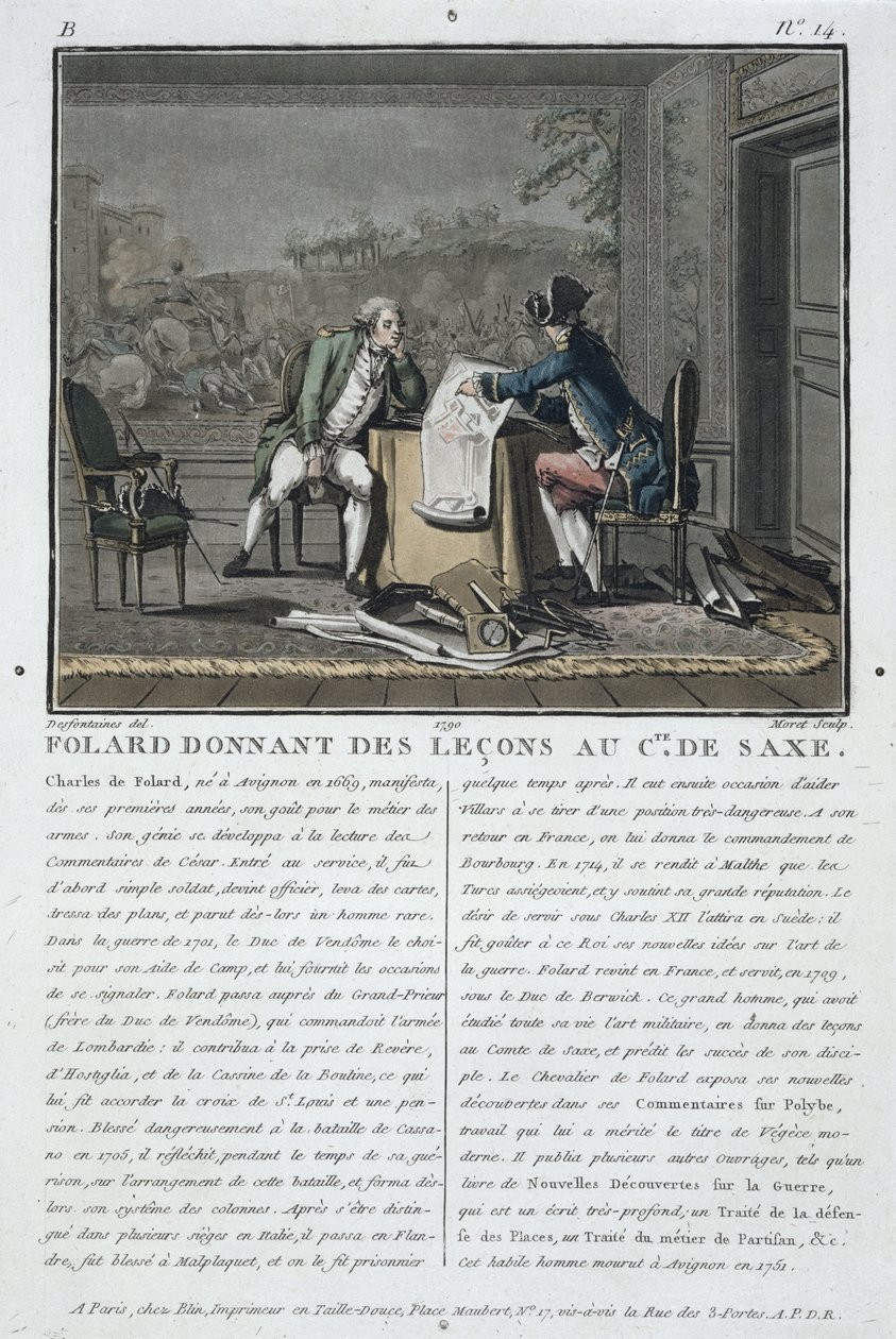 查尔斯，Chevalier de Folard（1699-1751）指示萨克森伯爵（1696-1750），由Jean Baptiste Morret（1790-1820）雕刻，1790年 作者 雅克·弗朗索瓦·约瑟夫·斯韦巴赫