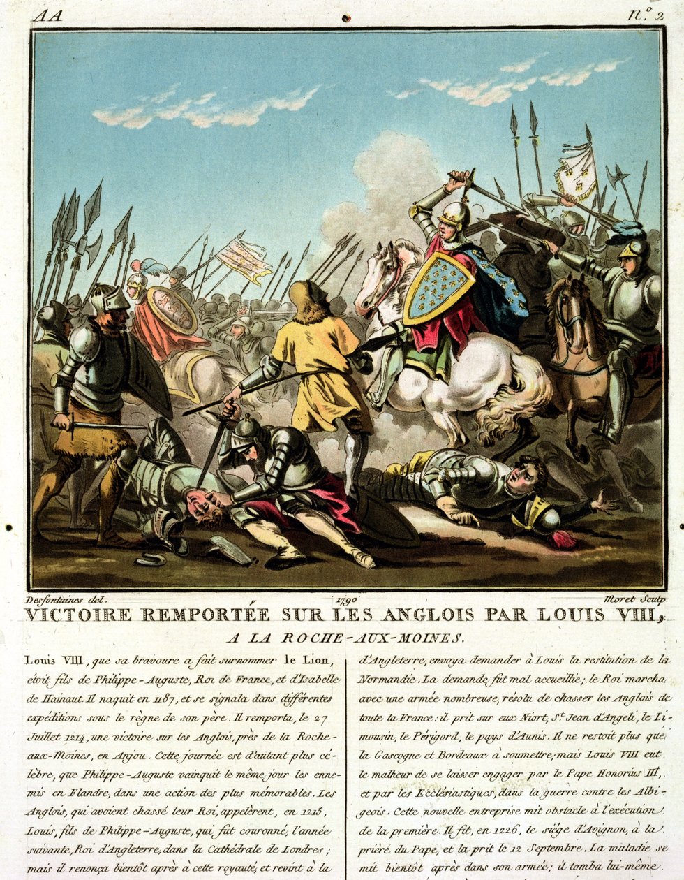 路易八世（1187-1226）在La Roche aux-Moines获得胜利，由Jean Baptiste Morret（1790  -  1820年）雕刻，1790年 作者 雅克·弗朗索瓦·约瑟夫·斯韦巴赫