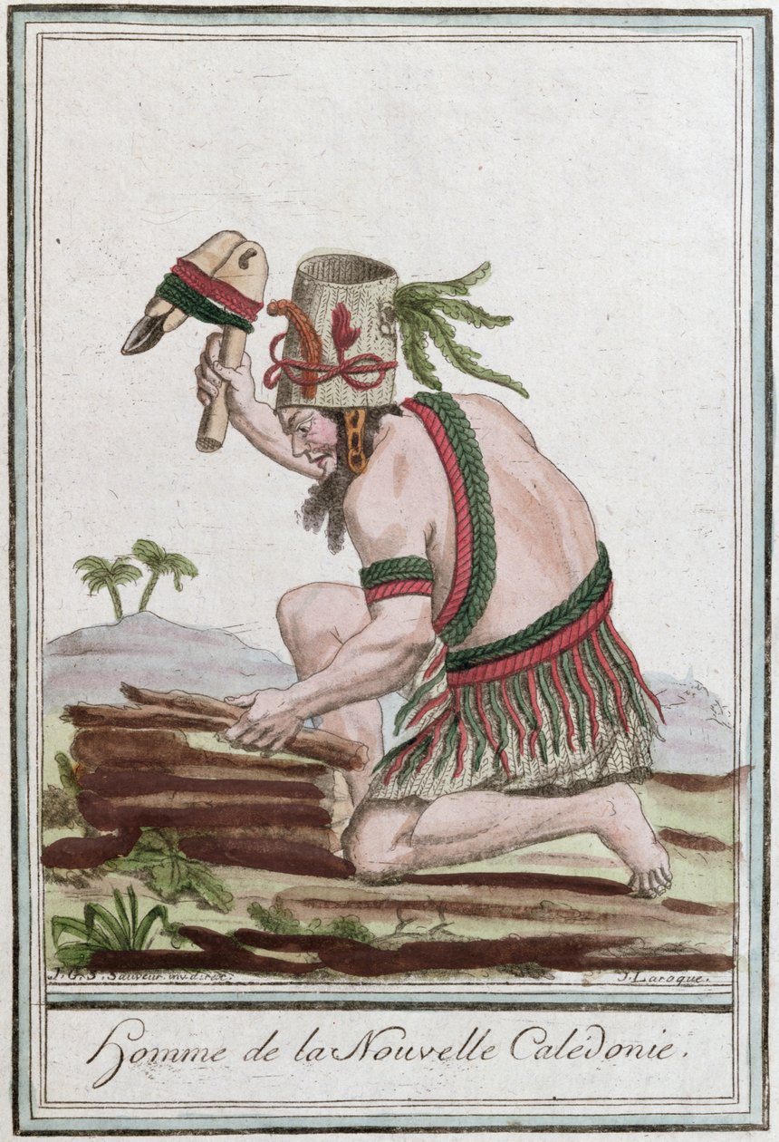 原住的新喀里多尼亚，由J. Laroque，1796年雕刻 作者 雅克·格拉塞德·圣索维尔