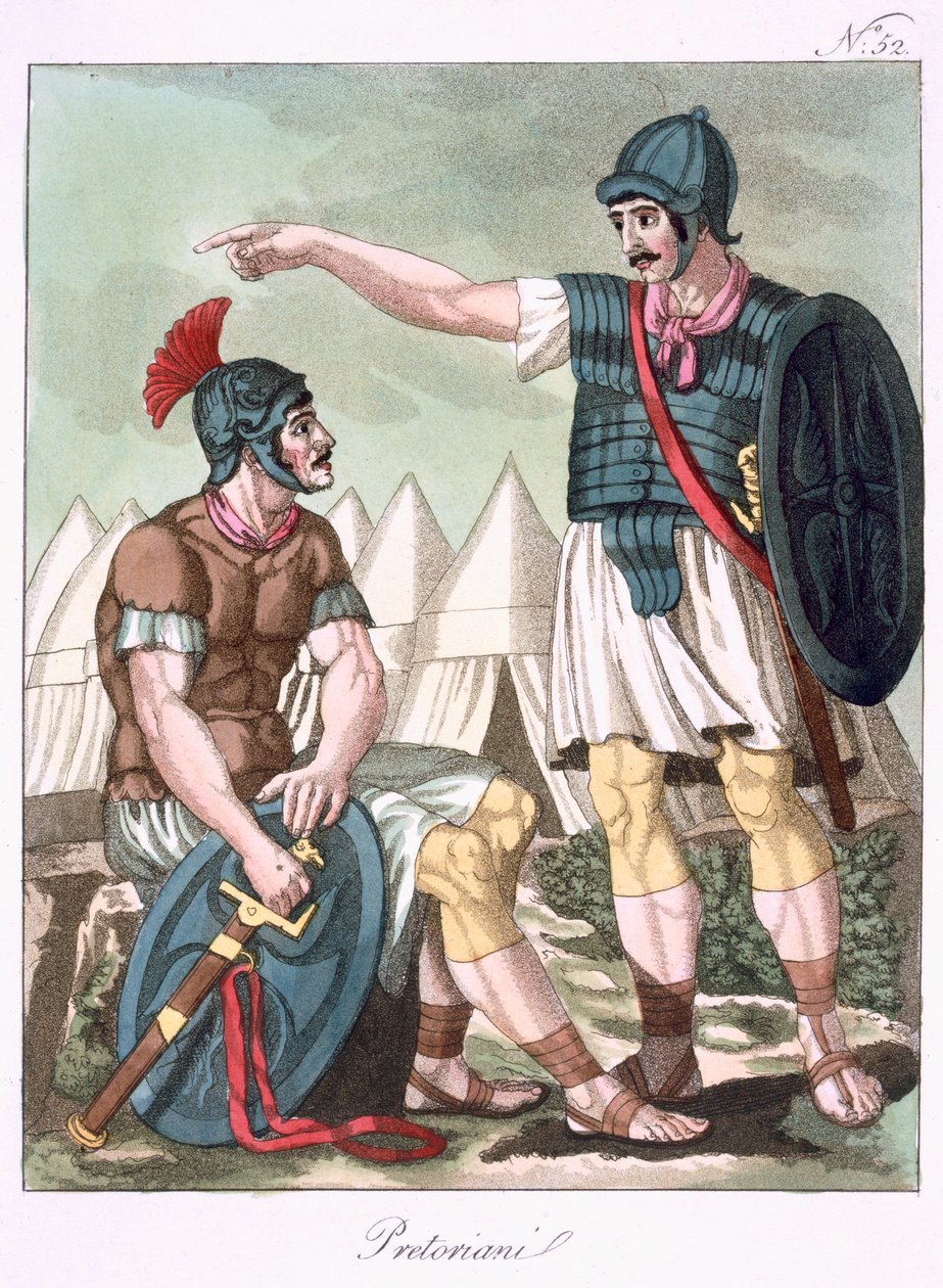 Praetorian Guard，插图来自&39;L&39;Antique Rome&39;，由Labrousse雕刻，于1796年出版 作者 雅克·格拉塞德·圣索维尔