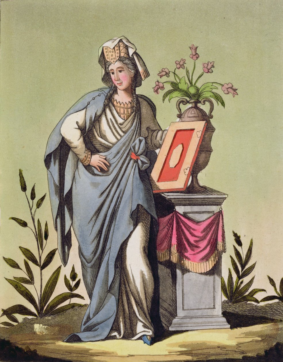 来自&39;古罗马&39;的16号Cumae的Sybil，由Labrousse雕刻，于1796年出版 作者 雅克·格拉塞德·圣索维尔