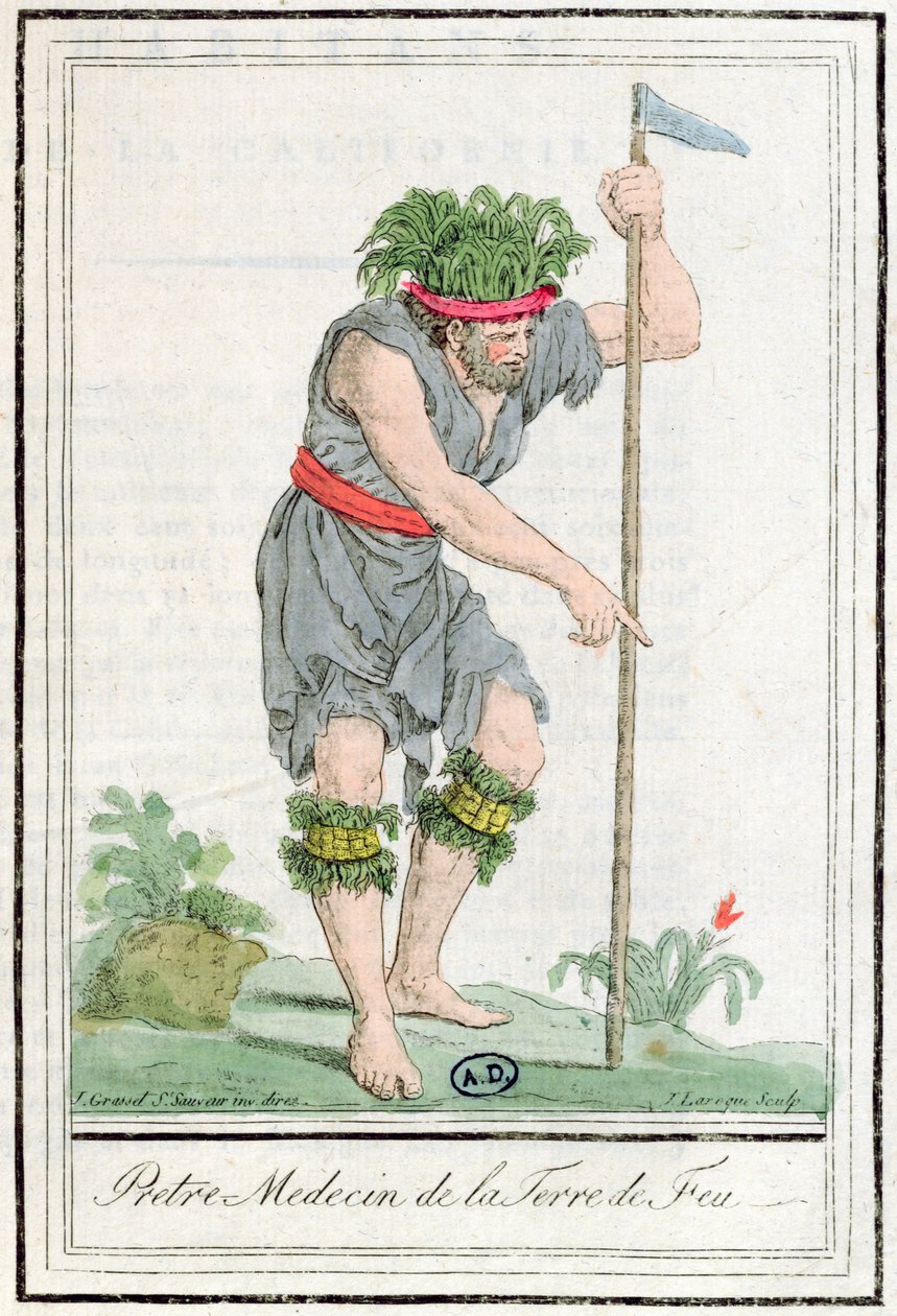 来自Terra del Fuego的牧师医生，由Lareque雕刻，1796年 作者 雅克·格拉塞德·圣索维尔