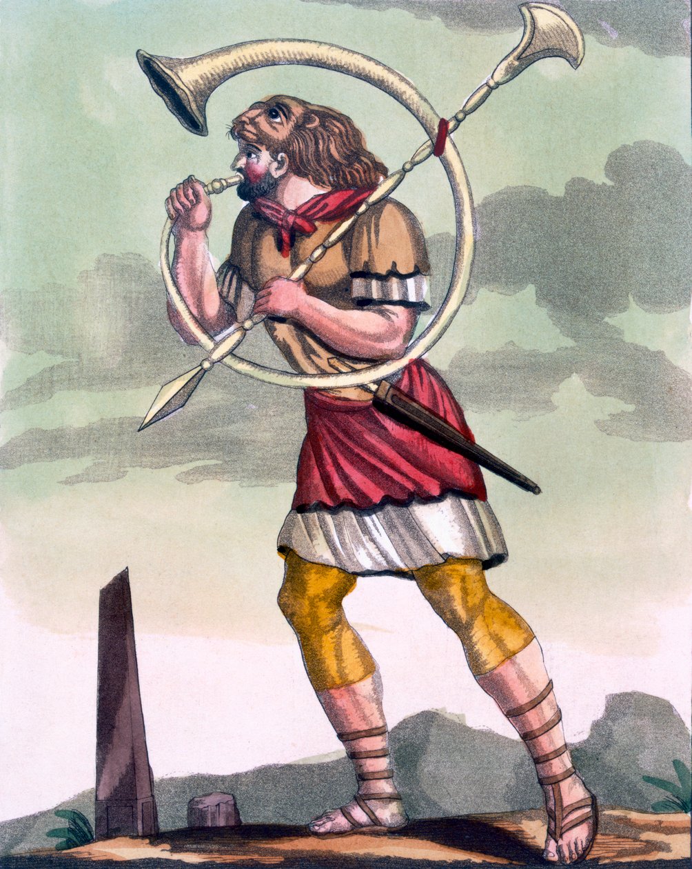 Buccinatore，军用号角吹风机和小号手，来自&39;L&39;Antique Rome&39;的插图，由Labrousse雕刻，于1796年出版 作者 雅克·格拉塞德·圣索维尔
